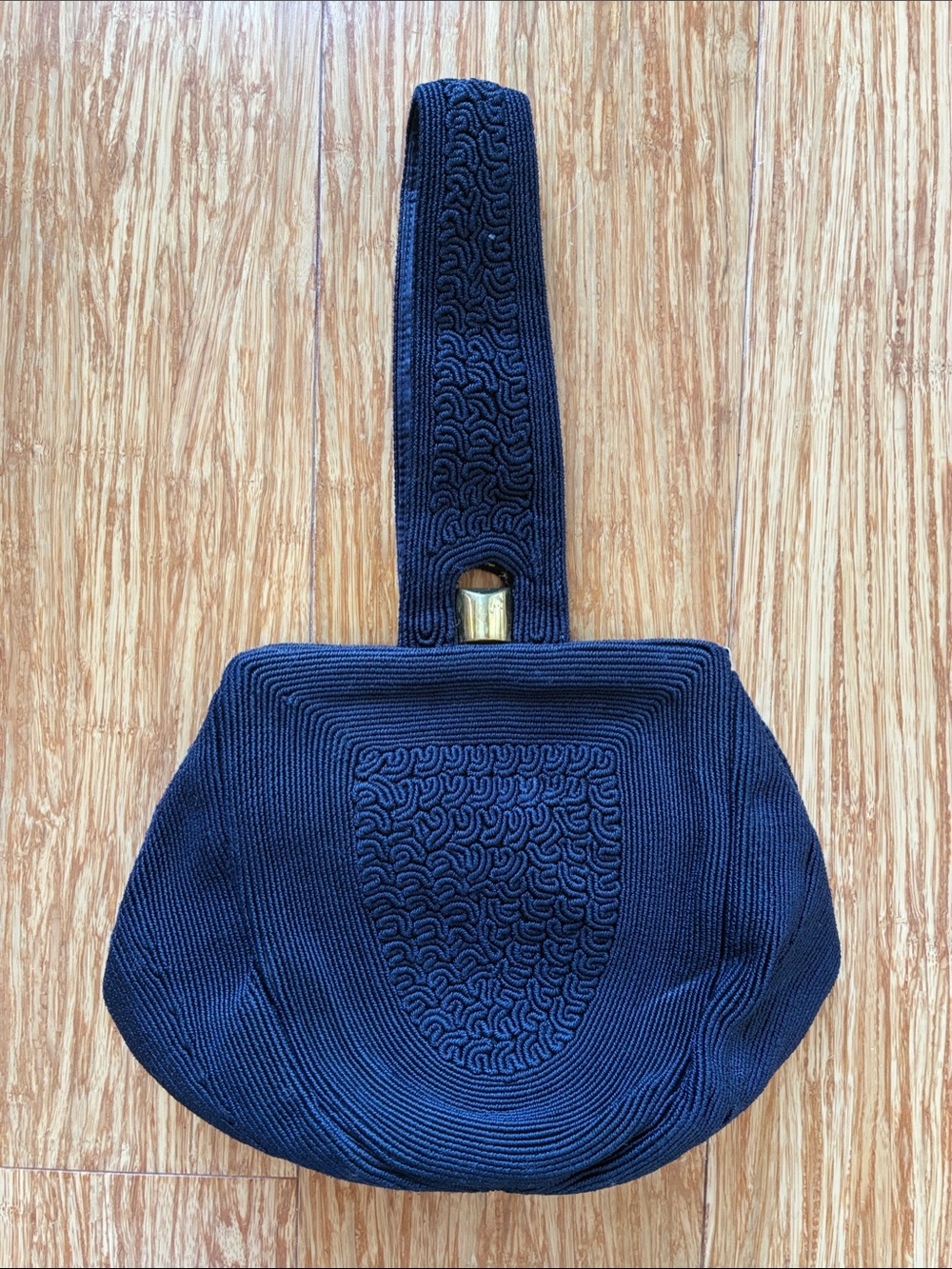 Vintage 1940’s Black Corde Woven Handbag